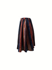 Women's Plus Size Colorblock Striped Maxi Skirt