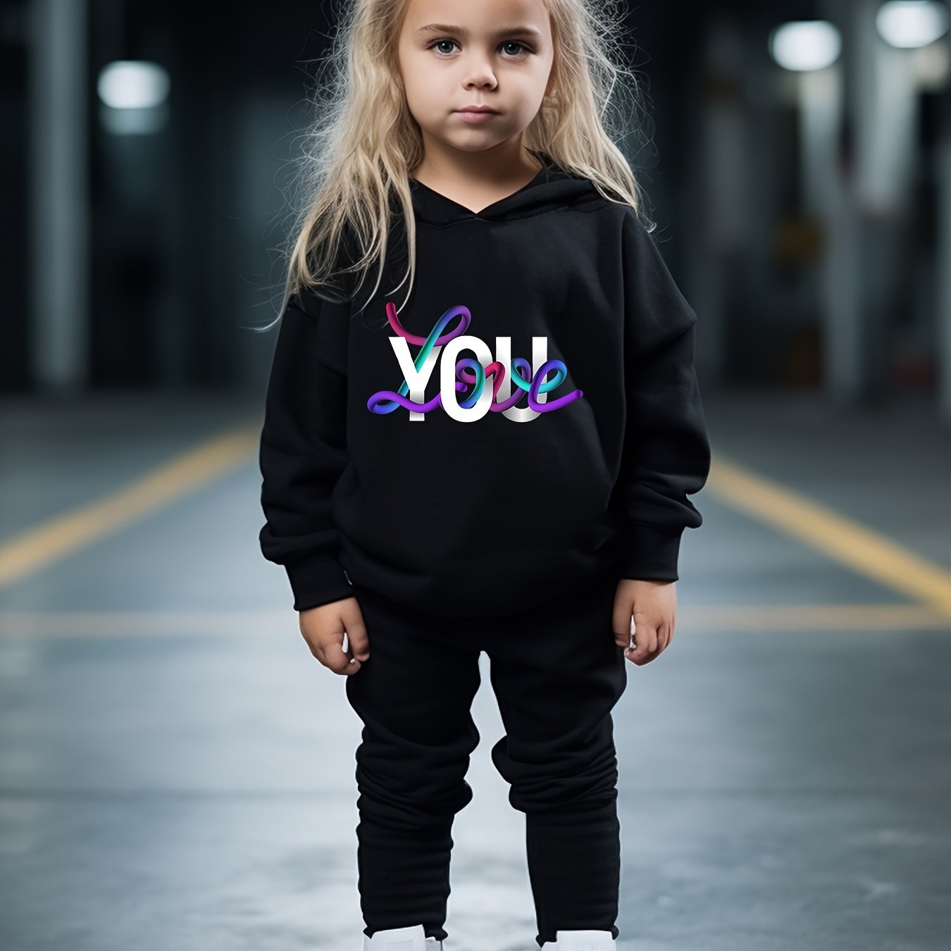 OERYUI 2pcs YOU Letter Print Hoodies Pants Set Boys Girls Spring Fall