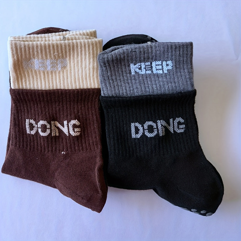 4 Pairs Non Slip Skid Socks Anti Slip Grip Socks For Women Pilate Barre Workout