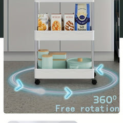 1pc Kitchen Cart Storage Rack Floor Rotating Seasoning Rack Movable Storage Rack