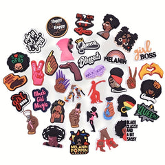 36pcs Girl Magic Rubber Shoe Charms Bubble Slides Sandals PVC Shoe Decorations