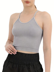 Women's Seamless Ribbed Camisole Racerback Crop Top