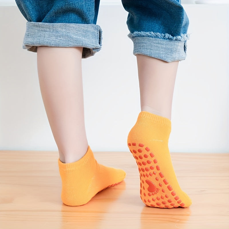 6 Pairs Solid Non-Slip Floor Socks for Kids & Adults - Trampoline Socks