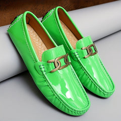 Men's Metallic Decor Loafer Shoes PU Leather Slip On Spring Summer