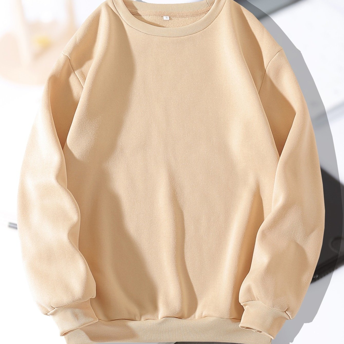 Women's Solid Loose Crew Neck Sweatshirt