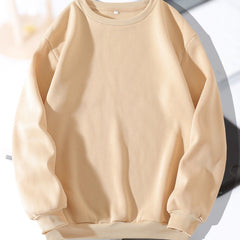 Women's Solid Loose Crew Neck Sweatshirt