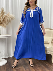 Floral Embroidered Half Sleeve Maxi Dress Ethnic Long Dress