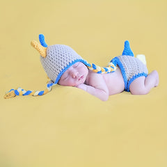 Newborn Dino Knit Hat & Shorts Set for Baby Photos