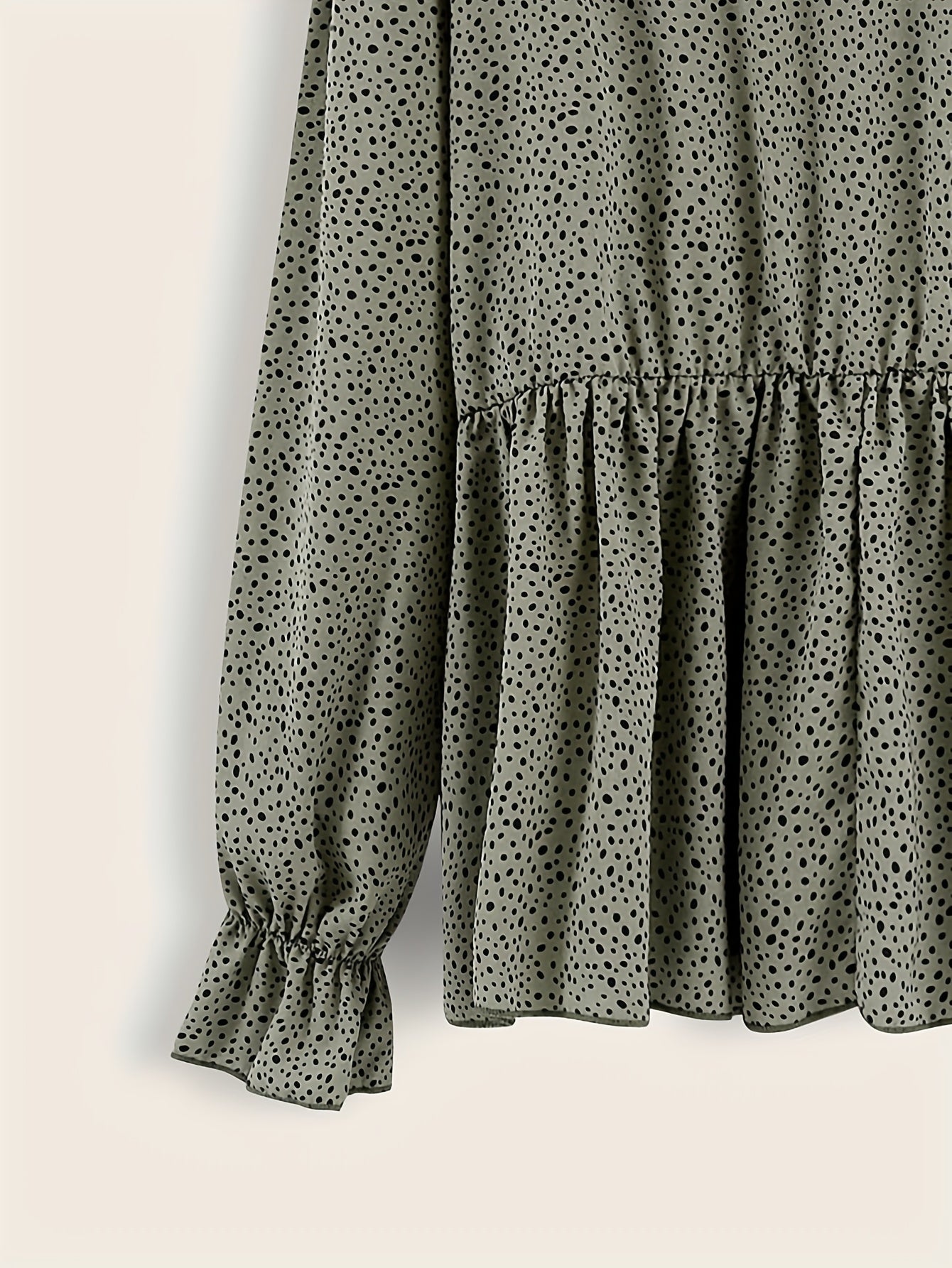Dot Print Lantern Sleeve Blouse