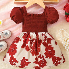 Baby Girls Floral Print Puff Sleeve Dress