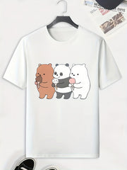 Men's Bear Pattern T shirt Active Slightly Stretch Breathable Tee For Outdoor