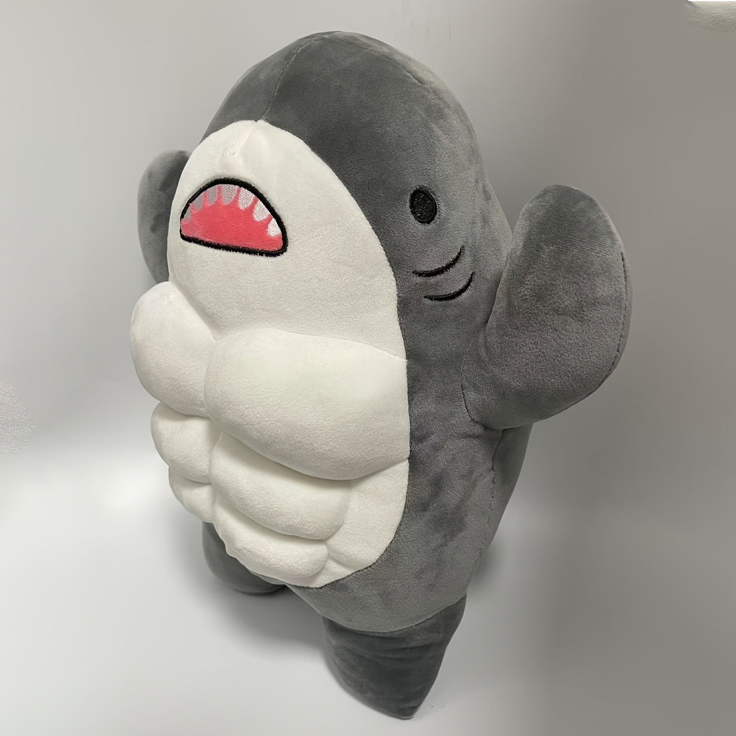 Large Shark Plush Toy 15 7in Soft Fuzzy Cuddly Stuffed Animal Grey Furry Shark