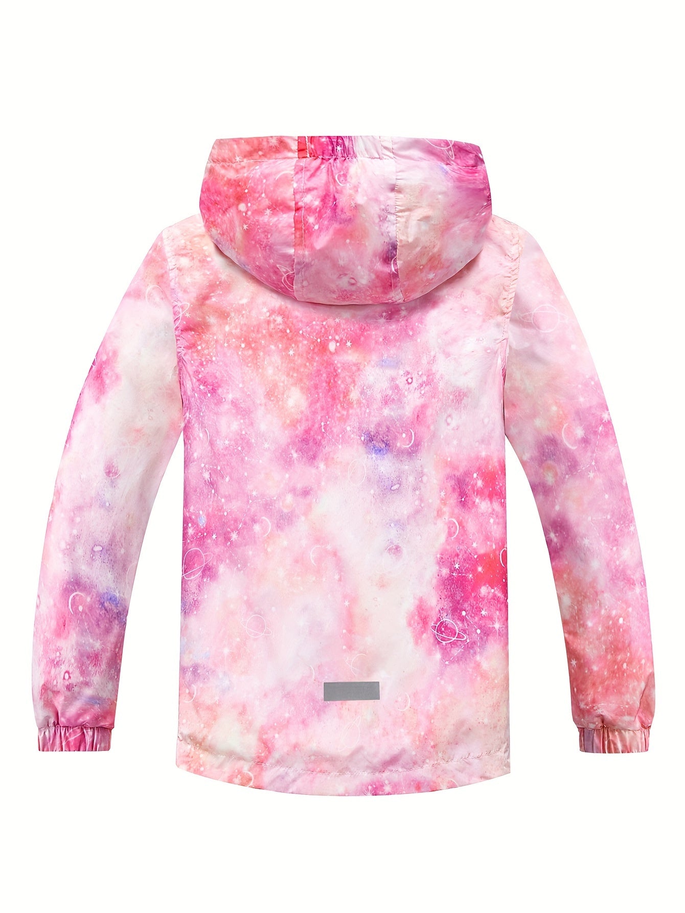 Girls Tie Dye Zip Up Hooded Jacket, Waterproof, Spring/Fall Outdoor Sports