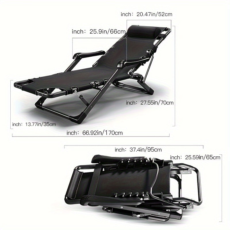 Portable 2-in-1 Folding Chair Bed for Office Nap and Outdoor Camping
