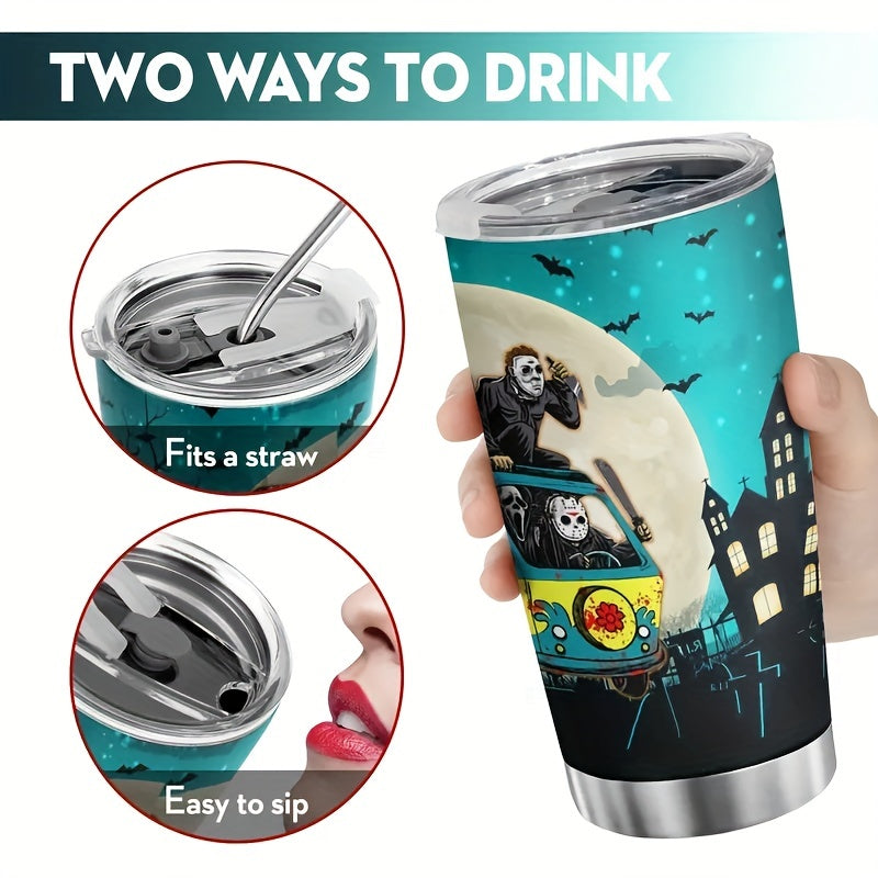 590ml Halloween Printed Stainless Steel Water Cup Double layer Leakproof Bottle