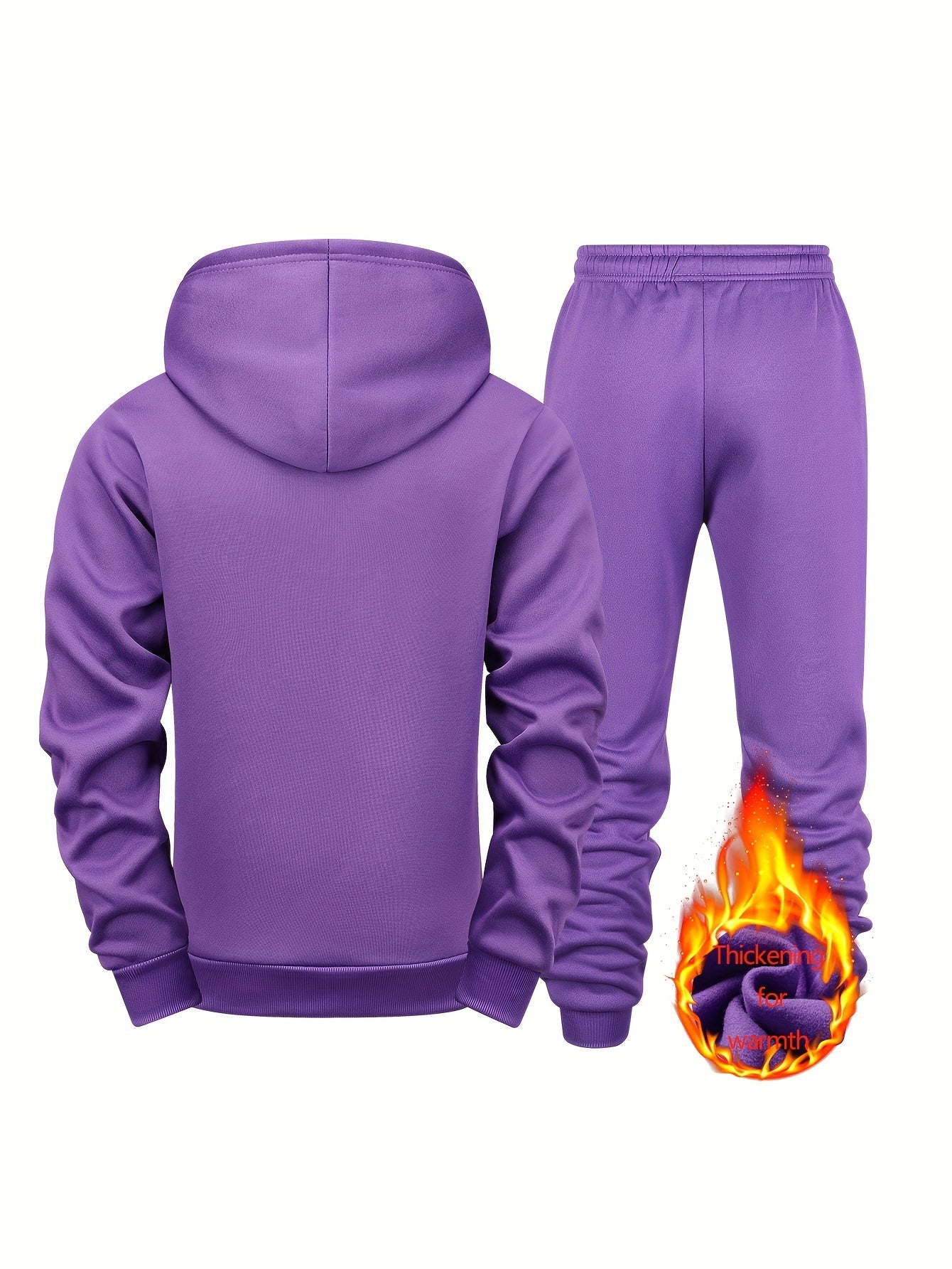 Men's Solid 2pcs Casual Loose Comfy Hoodie And Drawstring Waist Sweatpants Set