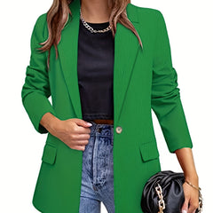 Solid Button Front Lapel Blazer Casual Long Sleeve Blazer