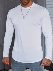 Men's Solid Crew Neck Long Sleeves T shirt Casual Comfy Shirts