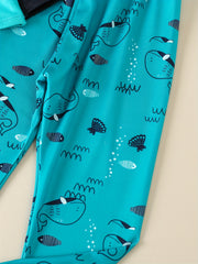Boys' Cartoon Whales Raglan Shirt & Pants Set