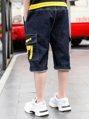 Boys Letter Print Denim Shorts Kids Summer Clothes