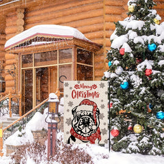 Christmas Bulldog Garden Flag - Xmas Winter Holiday Decoration