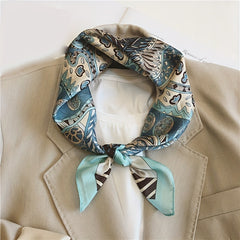Green Paisley Print Bandana Vintage Square Scarf Silk Shawl Neckerchief