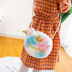 Unicorn Fur Bag Custom Little Girl Shoulder Bag