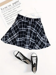 Plaid Print Mini Skirts Casual Ruched Comfy Daily Skirts