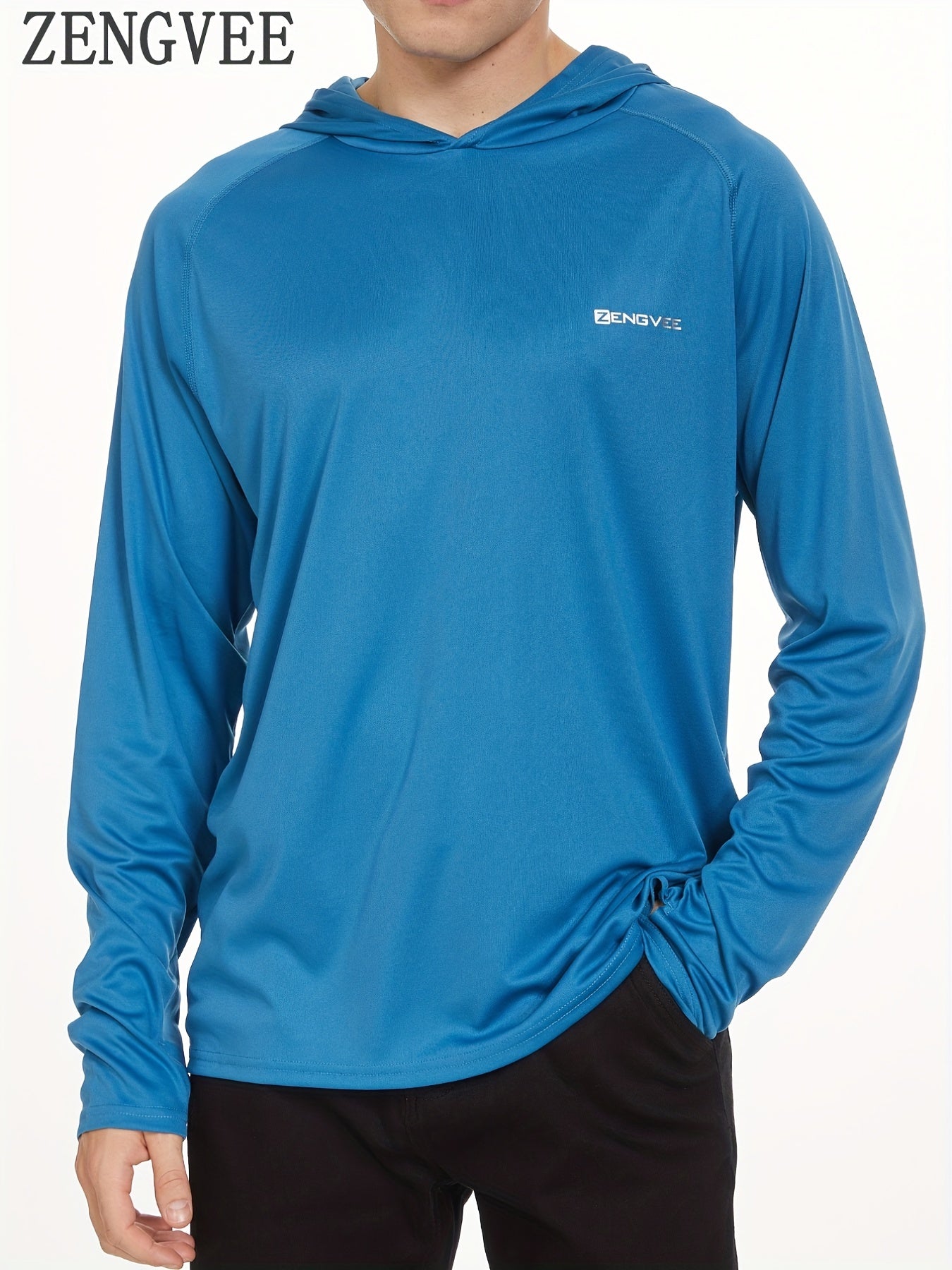 ZENGVEE Men's UPF 50 Sun Protection Hooded Shirt Quick Dry