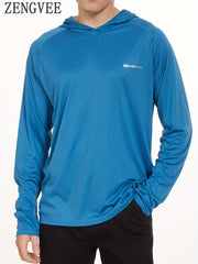 ZENGVEE Men's UPF 50 Sun Protection Hooded Shirt Quick Dry
