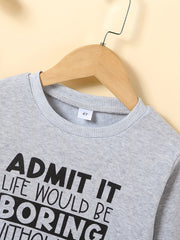 Kids Thermal Lined Sweatshirt Boys Crew Neck Top