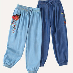 Girls' Butterfly Graphic High Waist Denim Jeans - 2 Packs