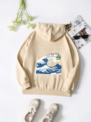 Natural Scenes Letter Print Hooded Sweatshirt Long Sleeve Casual Top