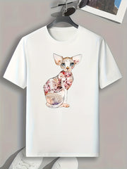 Dog With Flowers Print Men's Graphic T shirt Casual Comfy Tees