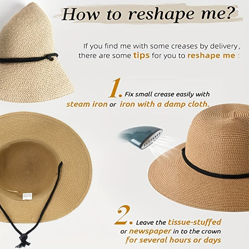 Women's Straw Sun Hat Wide Brim UV Protection