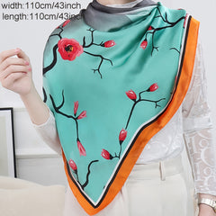 Plum Blossom Crane Square Scarf Thin Wrap Bandana
