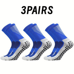 3 Pairs Non Slip Soccer Socks Breathable Outdoor Sports Crew Socks