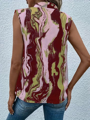 Summer All-Over Print V-Neck Tank Top Sleeveless Blouse