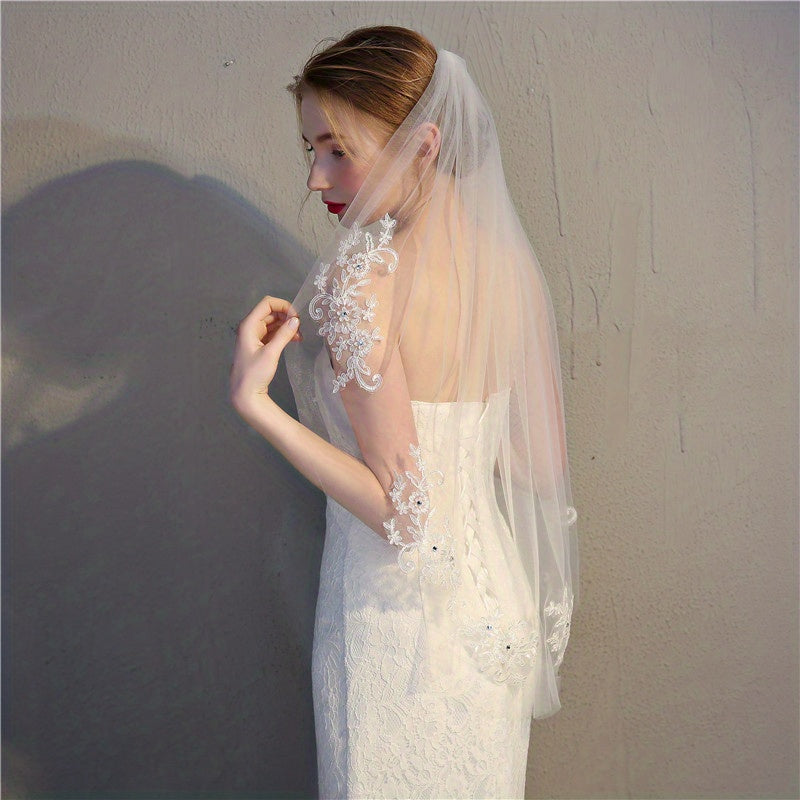 Lace Edge Bridal Wedding Veil 1 Tier Veil With Comb Wedding Accessories