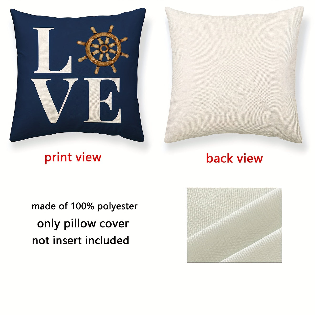 Polyester Linen Nautical Printed Throw Pillowcase Decor