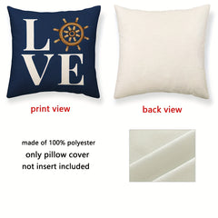 Polyester Linen Nautical Printed Throw Pillowcase Decor
