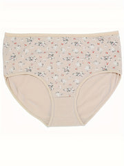 4 Pack Women's Plus Size Soft Ditsy Floral Print Everyday Panties Set