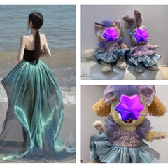 1pc Soft Glitter Satin Fabric Dress Wedding Skirt Craft DIY Doll Clothes Fabric