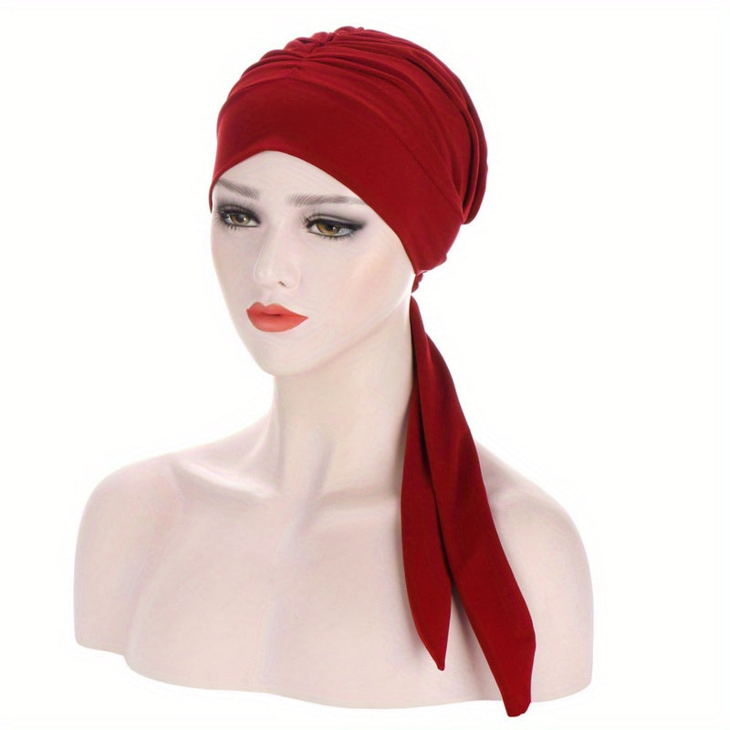 Ruched Head Wrap Casual Elastic Turban Cap Beanies Lightweight