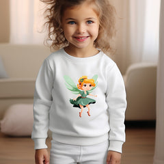 OERYUI Cartoon Elf Girl Print Crew Neck Pullover Top Kids Clothes Spring Fall
