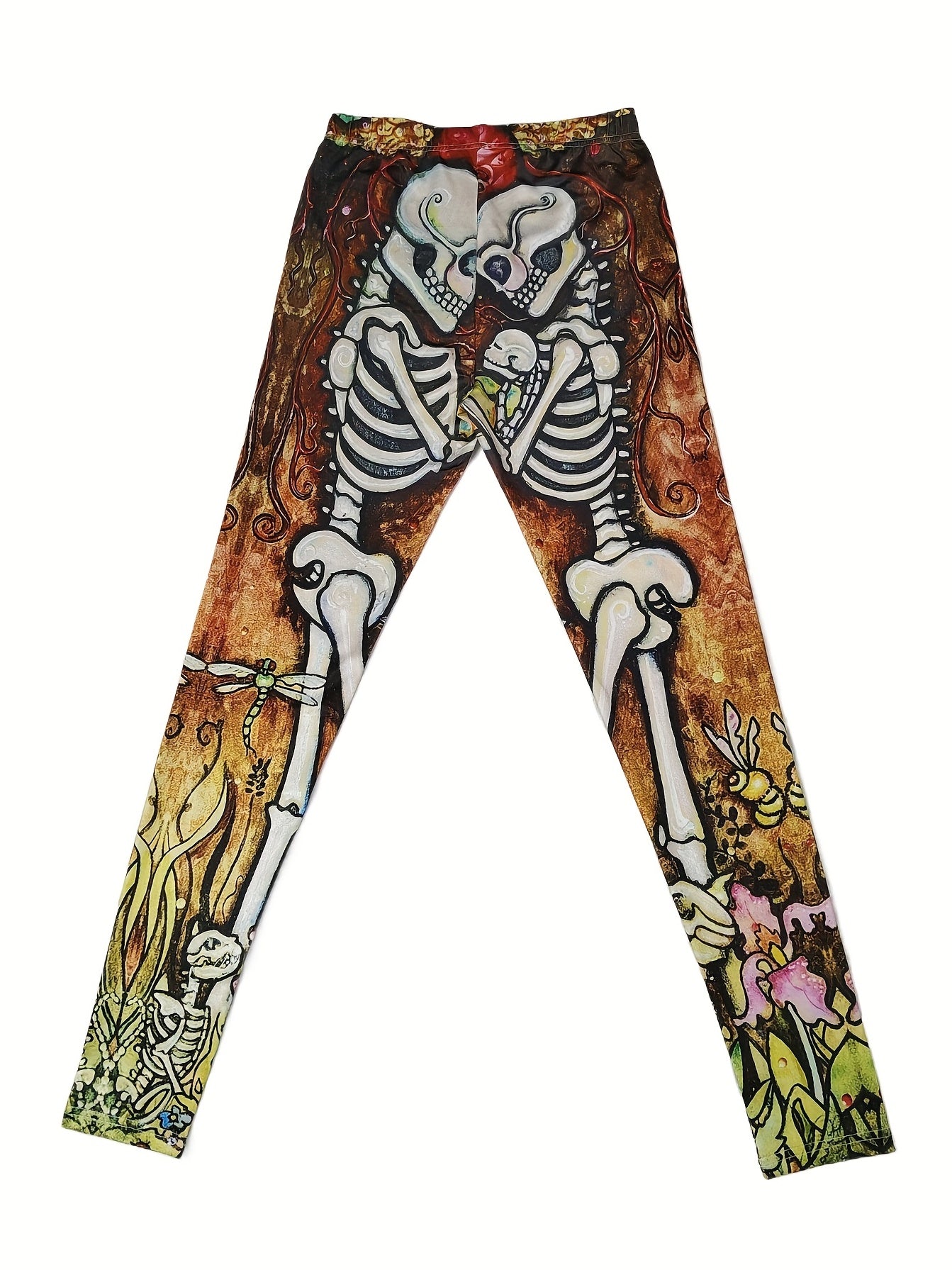 Skeleton Print Skinny Leggings Stretchy Leggings Women's Clothing