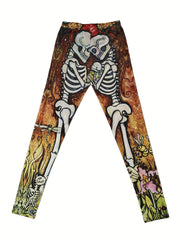Skeleton Print Skinny Leggings Stretchy Leggings Women's Clothing