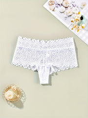 3 Pack Plus Size Lace Panties Set Women's Floral Underwear