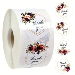 500pcs 4 Flowers Thank You Stickers Round Scrapbooking Sealing Labels