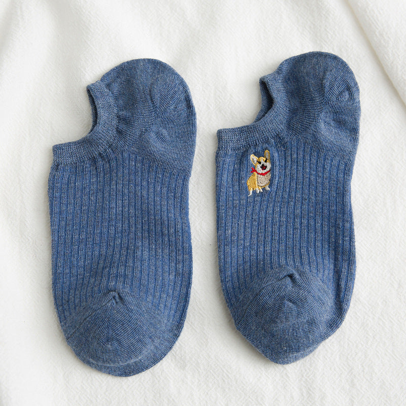 10 Pairs Women's Animal Embroidery Hidden Socks